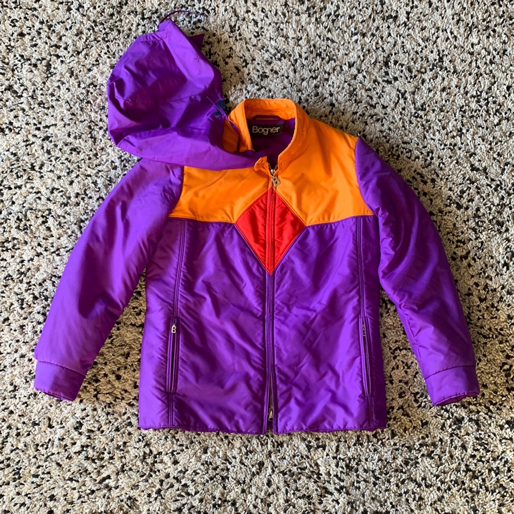 Bogner Vintage Ski Snow Jacket Antigliss Purple Orange Colorblock Women’s Medium